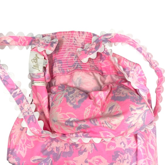 Lilly Pulitzer Dwyer floral scallop Midi Dress Size L rousseau pink zen garden - Picture 8 of 11